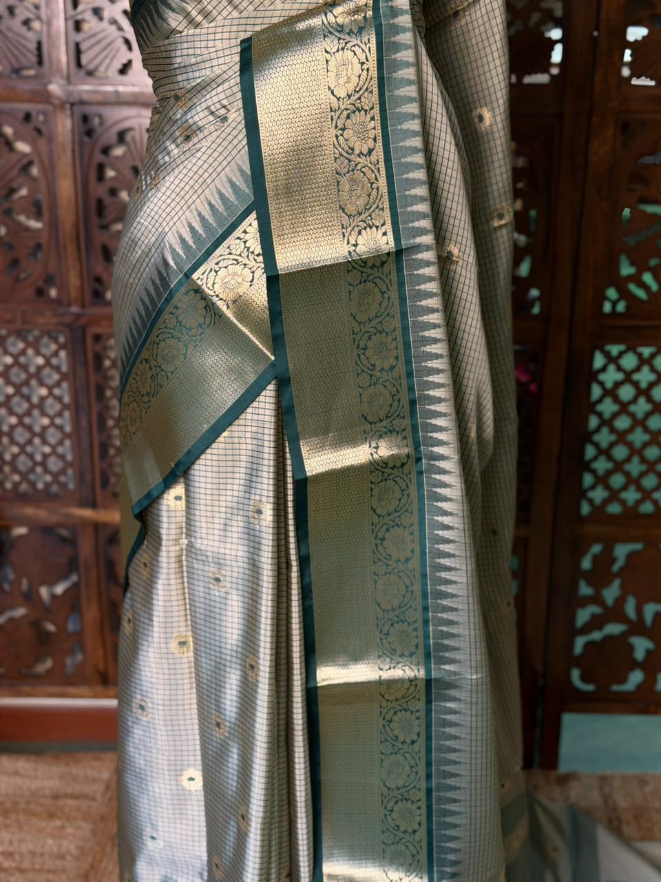 Nude Green Semi banarasi silksaree -PFAZ12A