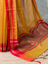 Yellow and Red chanderi cotton silk saree -PFAZ18A