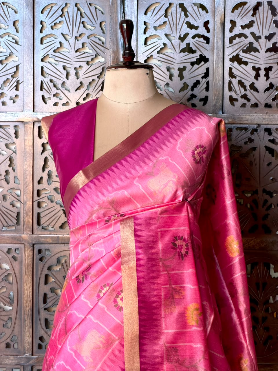 Lotus Pink Chanderi saree - PBR66G