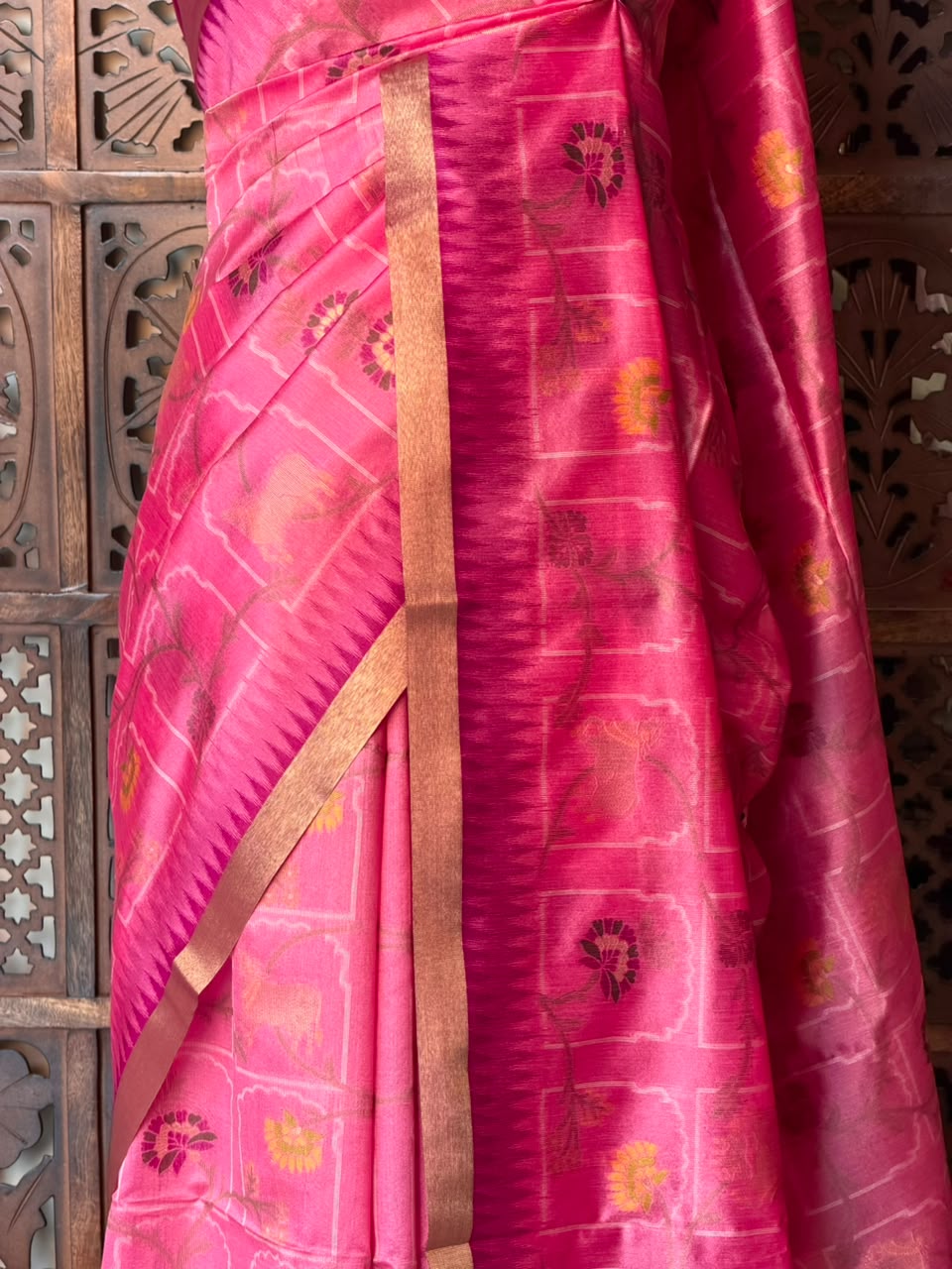 Lotus Pink Chanderi saree - PBR66G