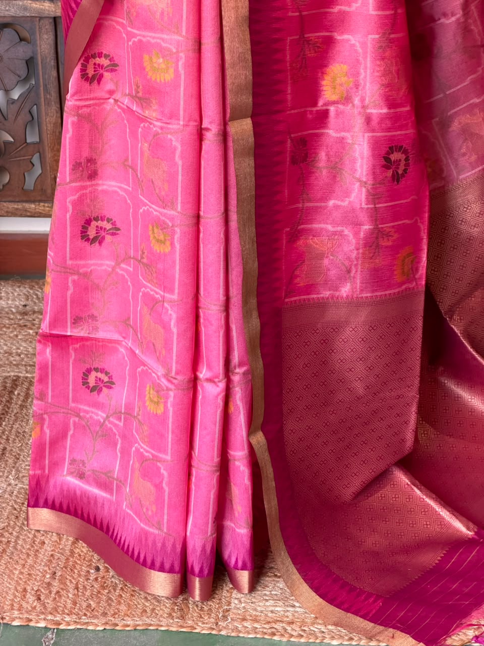 Lotus Pink Chanderi saree - PBR66G