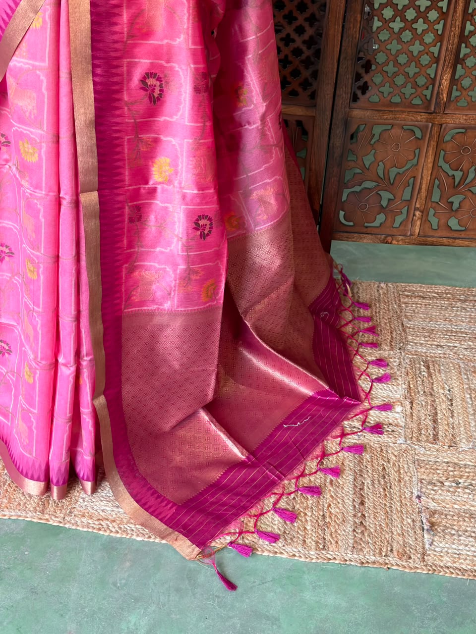 Lotus Pink Chanderi saree - PBR66G