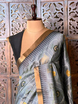 Grey Chanderi saree - PBR66F