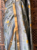 Grey Chanderi saree - PBR66F