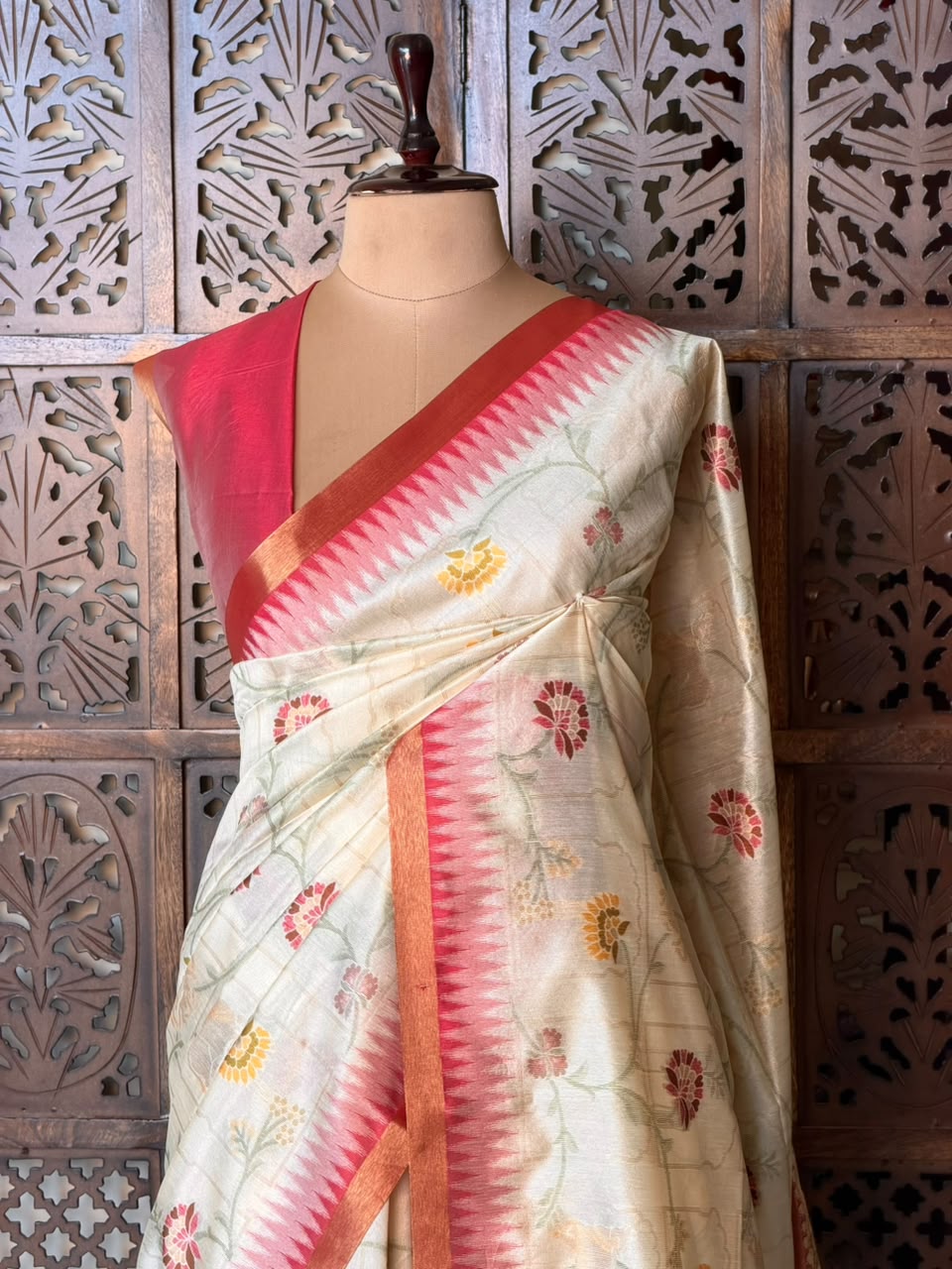 Off white Chanderi saree - PBR66E