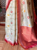 Off white Chanderi saree - PBR66E