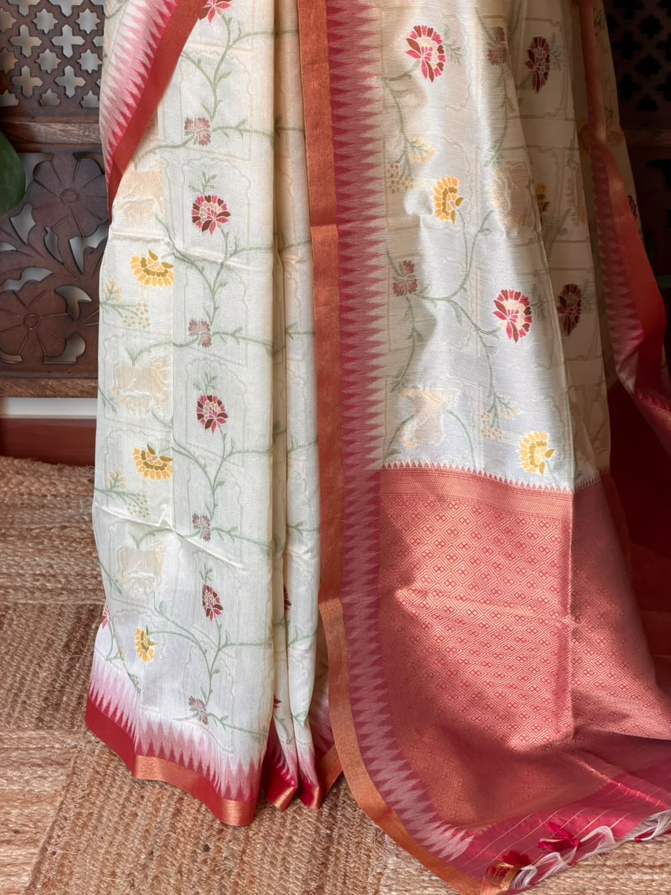 Off white Chanderi saree - PBR66E