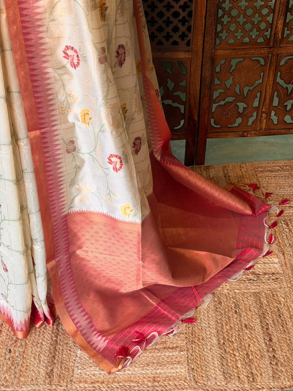 Off white Chanderi saree - PBR66E