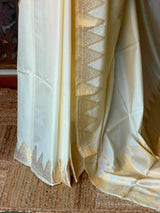 Off white and Gold Soft Silk saree - Onam26N