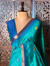 Ocean Blue Chanderi saree - PBR66C