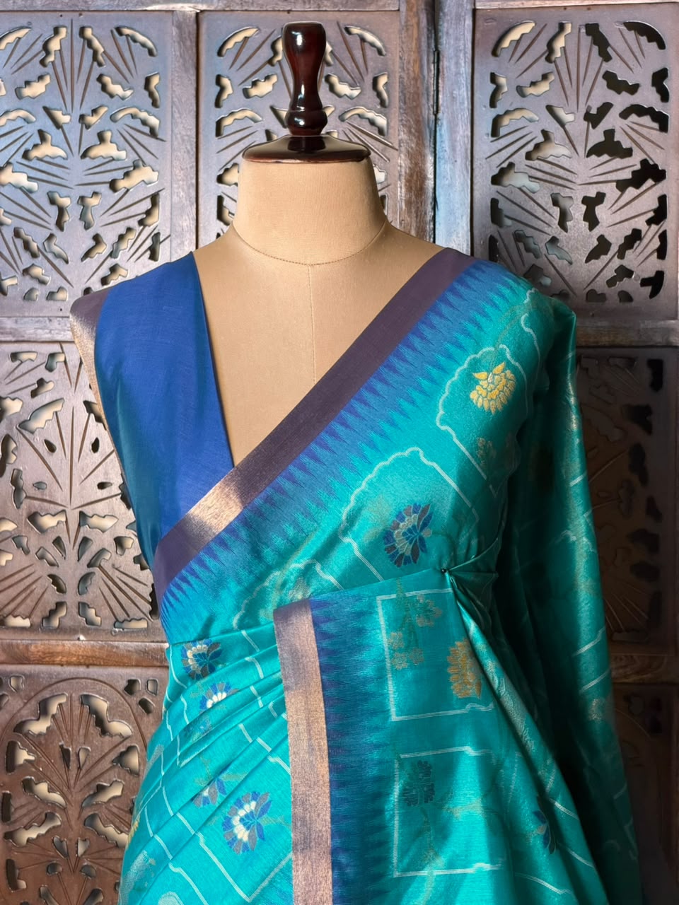Ocean Blue Chanderi saree - PBR66C