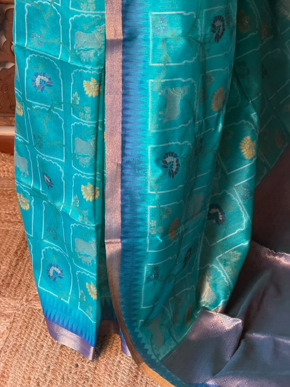 Ocean Blue Chanderi saree - PBR66C