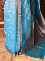 Ice Blue Chanderi saree - PBR66A