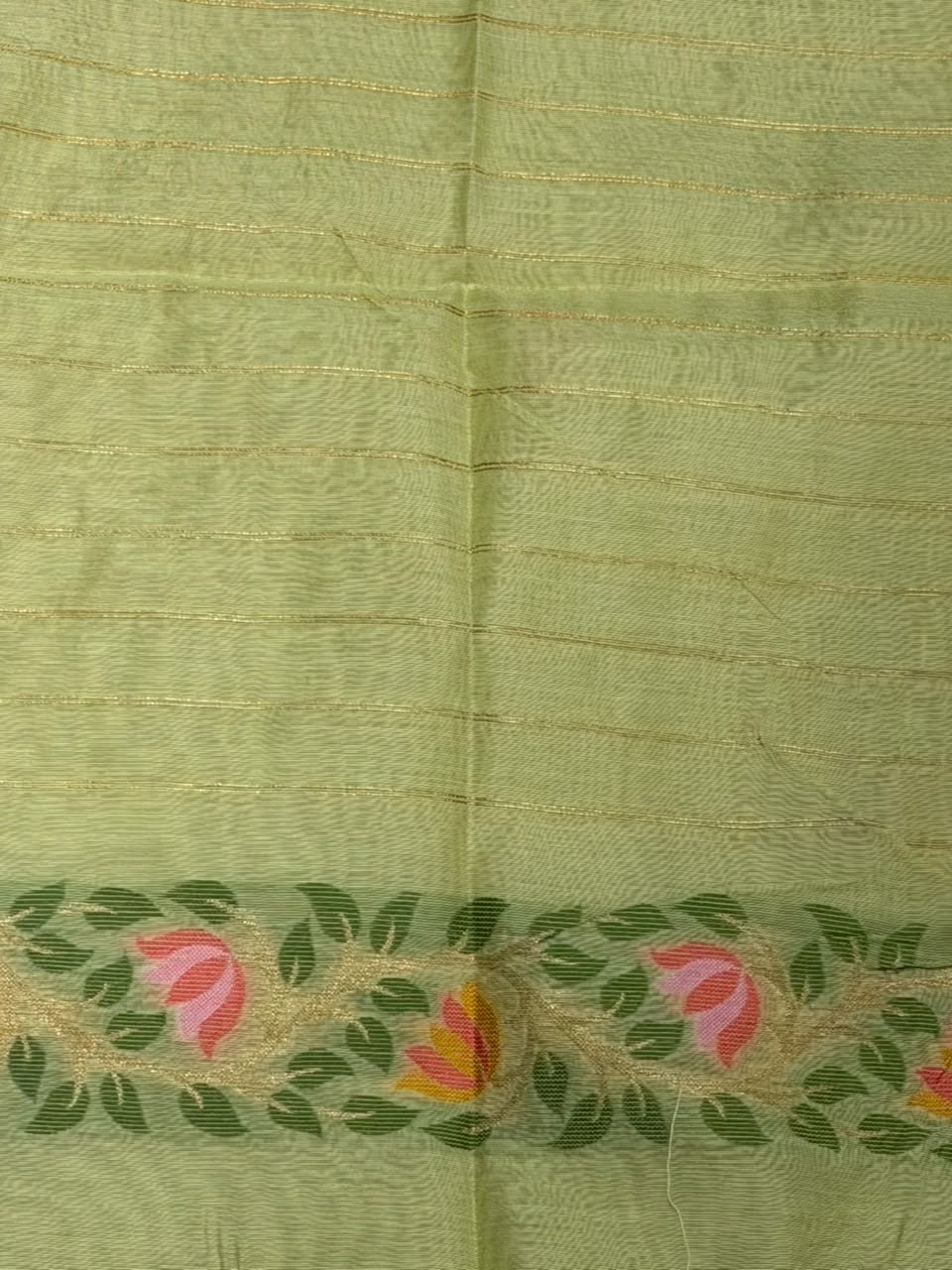 Pastal green Chanderi silk cotton Jamdani woven saree- PBRJ28
