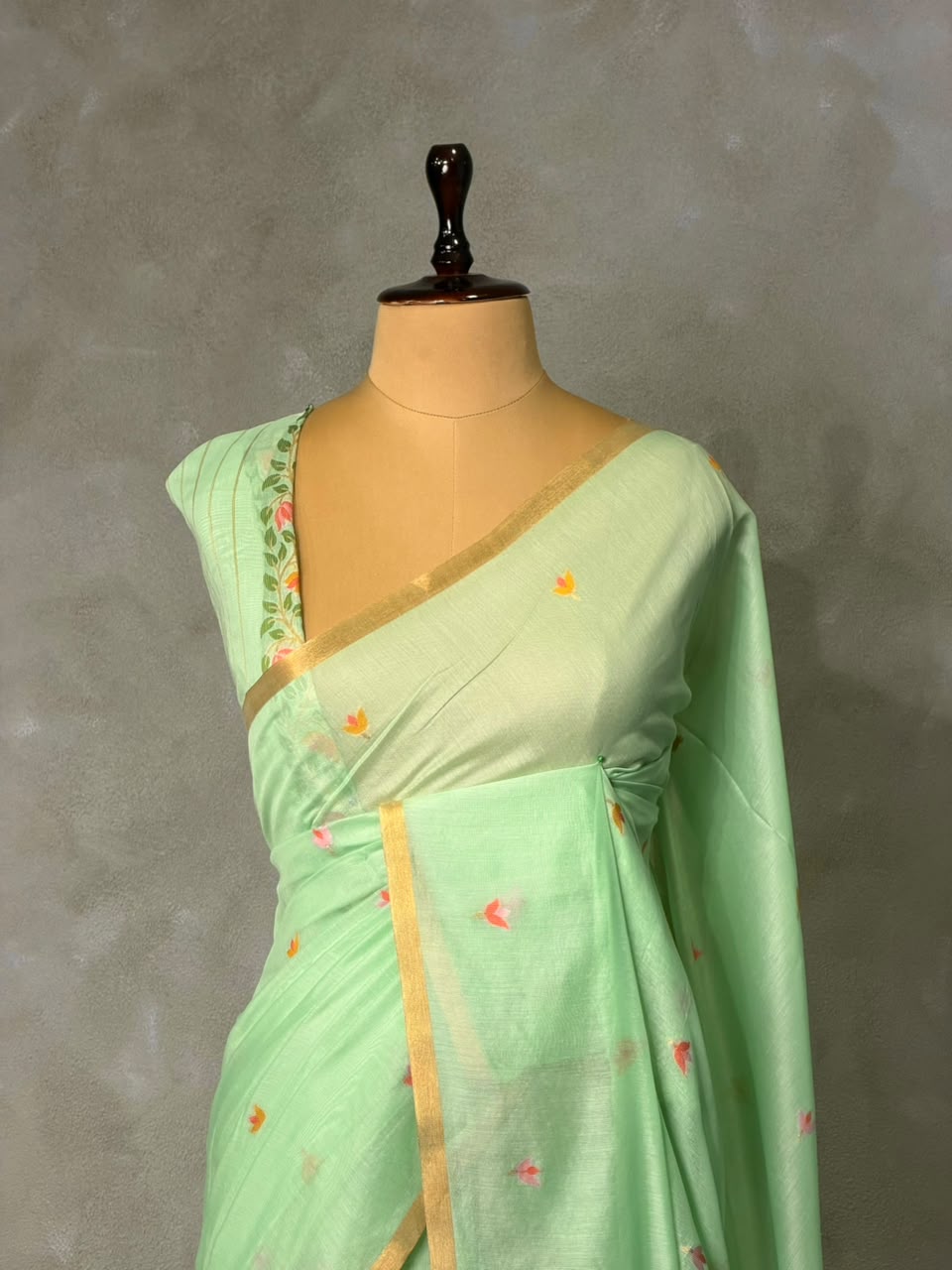 Aqua Chanderi silk cotton Jamdani woven saree- PBRJ30
