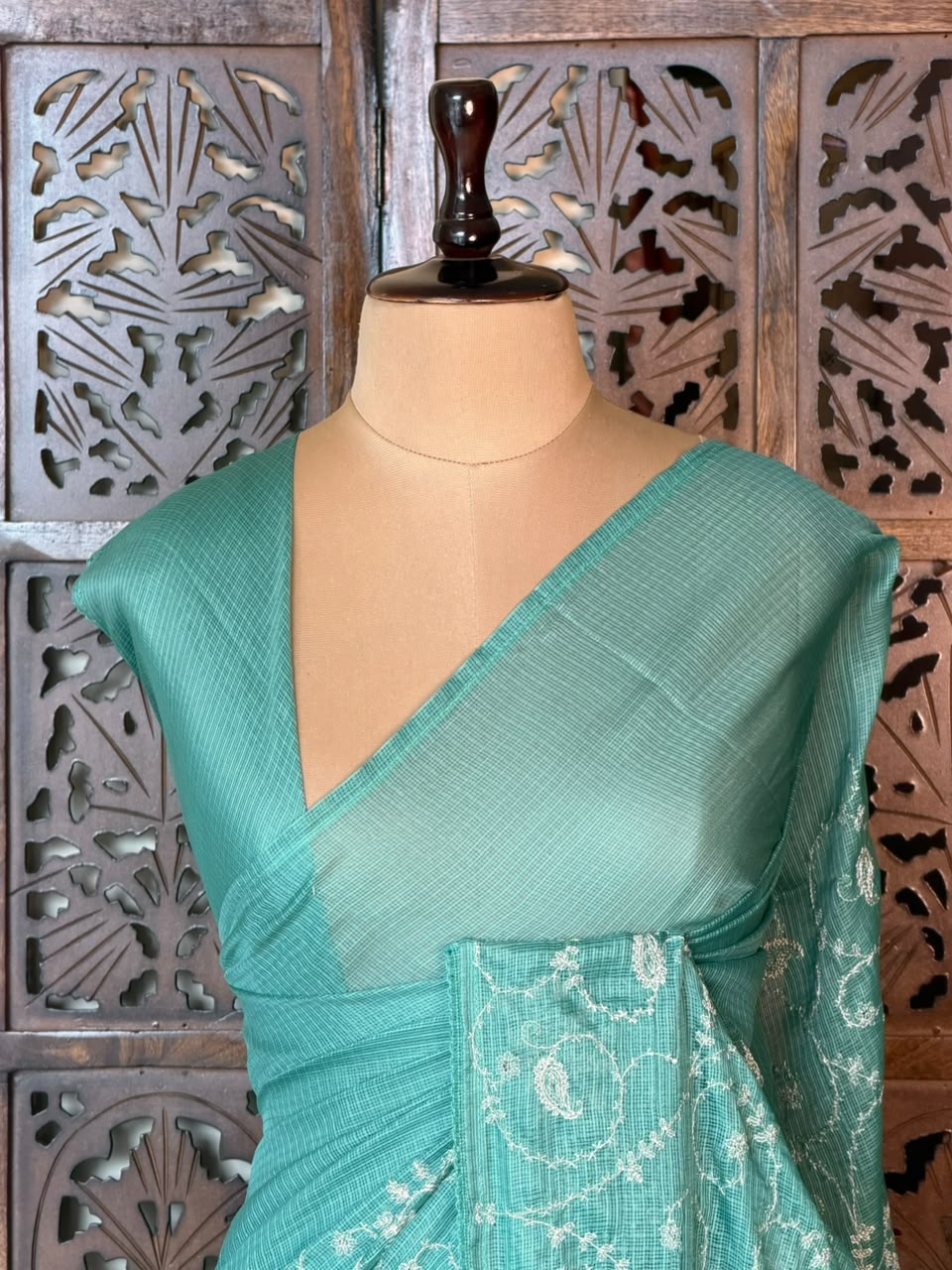 Aqua Blue Kotta silk saree - PBR70A