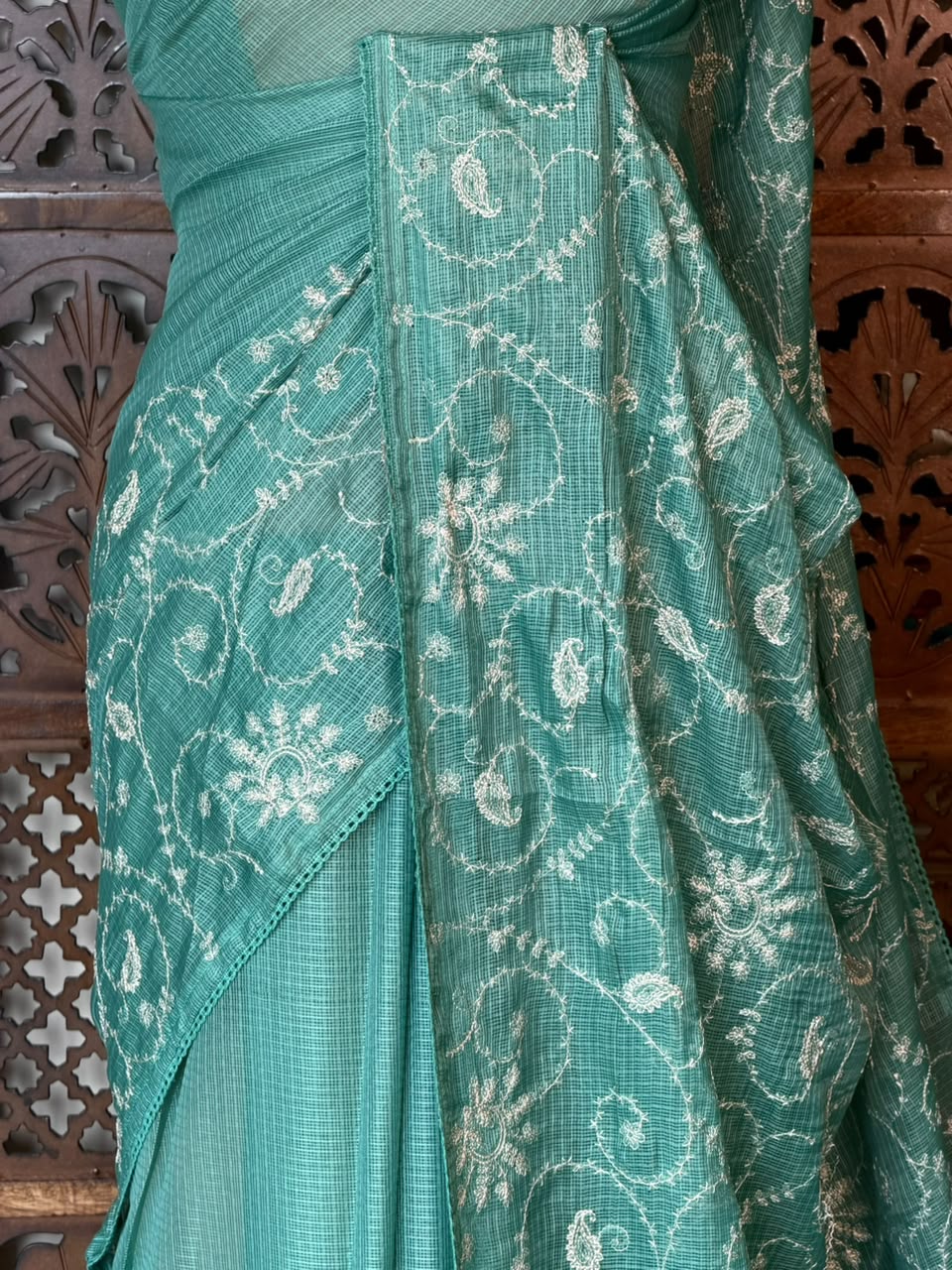 Aqua Blue Kotta silk saree - PBR70A