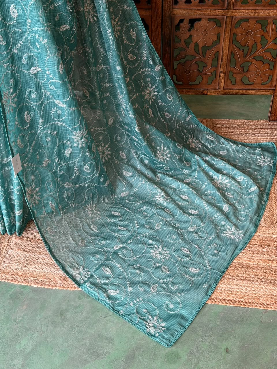 Aqua Blue Kotta silk saree - PBR70A