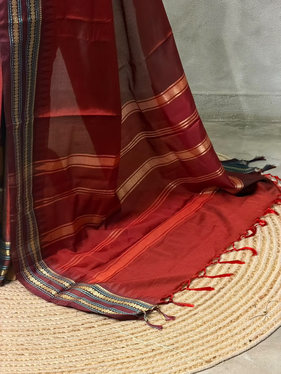 Deep maroon Semi banarasi silksaree -PFAZ12F