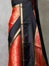 Orange and black tissue brocade banarasi silksaree -PFAZ16A