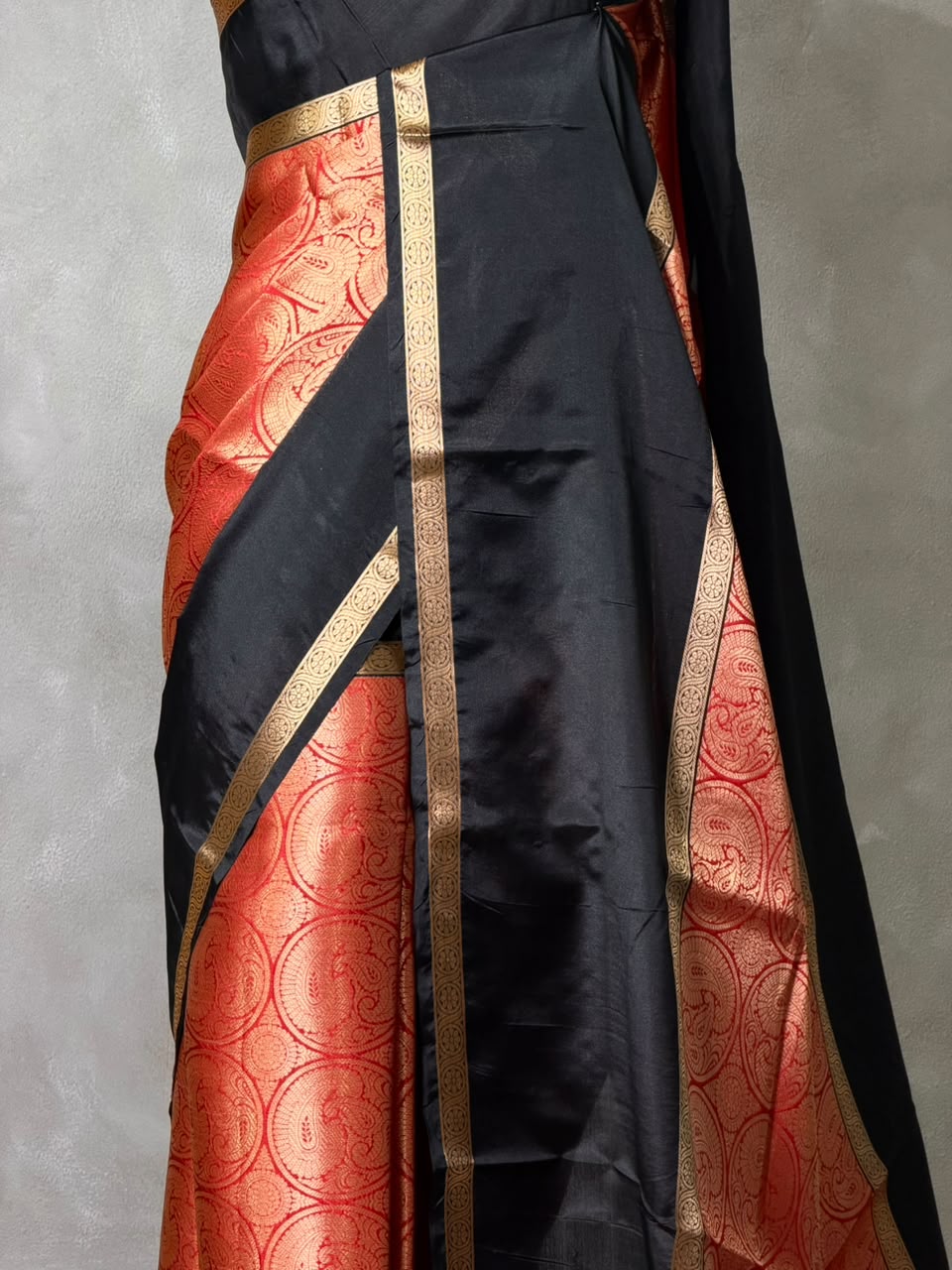 Orange and black tissue brocade banarasi silksaree -PFAZ16A
