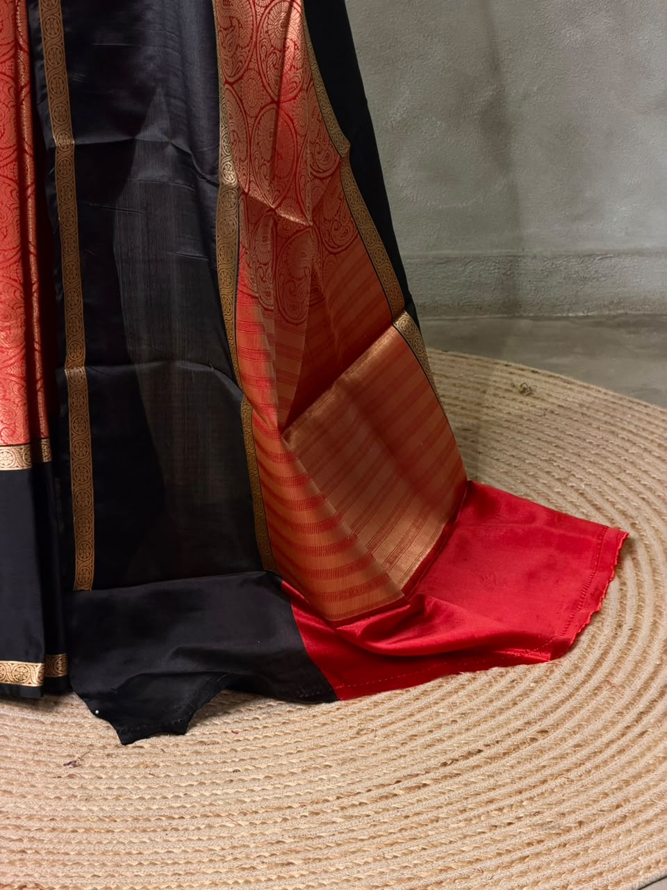 Orange and black tissue brocade banarasi silksaree -PFAZ16A