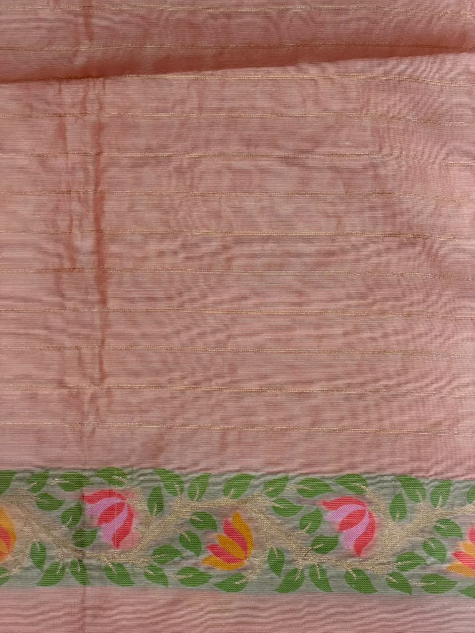 Peach Chanderi silk cotton Jamdani woven saree- PBRJ26