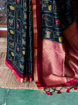 Black Chanderi saree - PBR66I