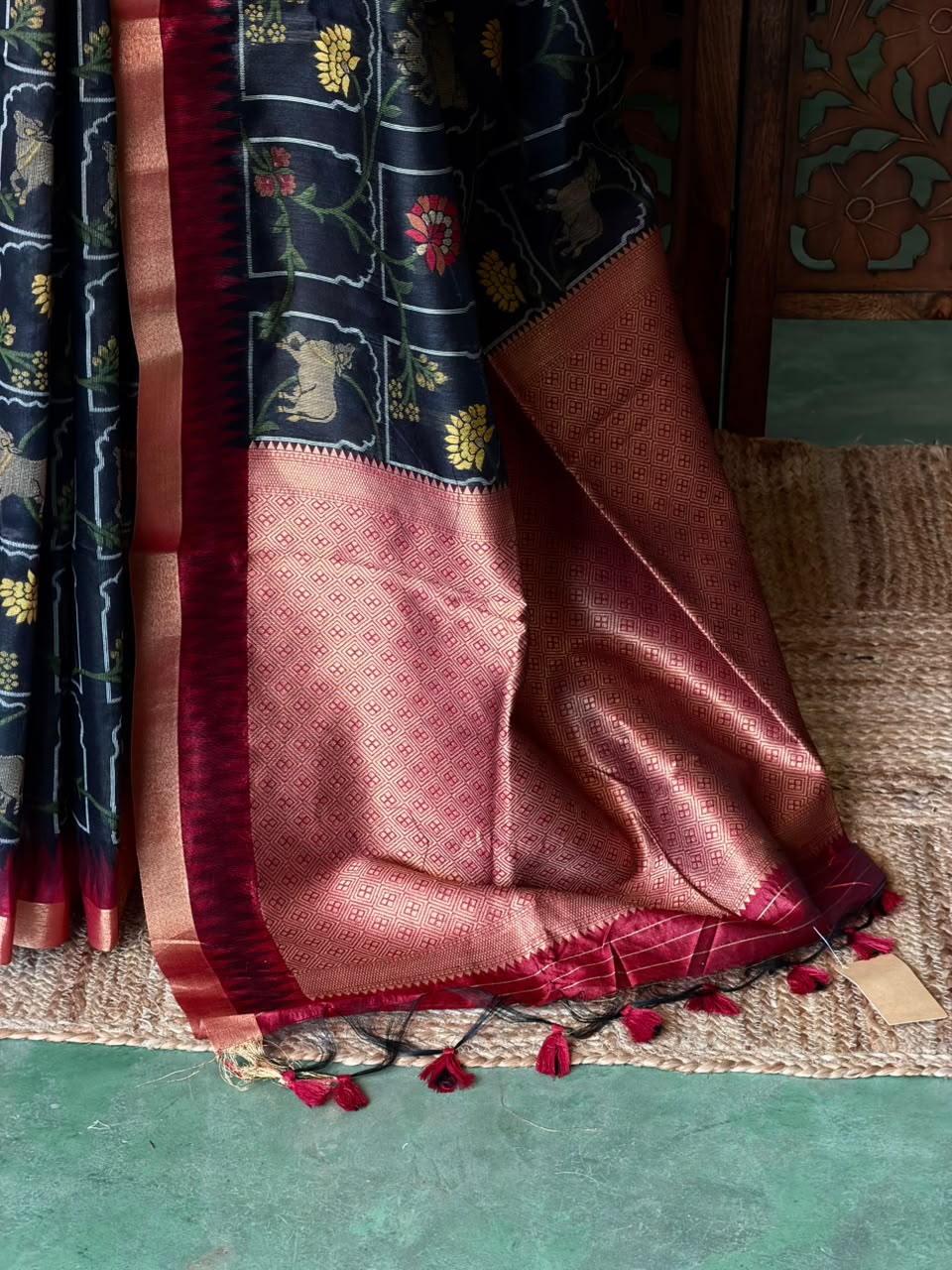 Black Chanderi saree - PBR66I