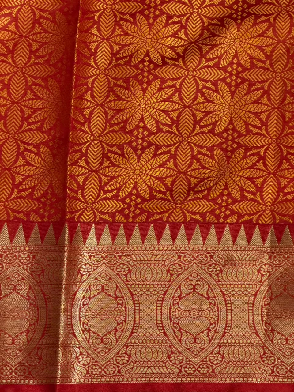 Mustard Yellow and Red silk saree -PFAZ19