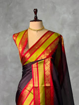 Deep Brown banarasi silk saree -PIH97