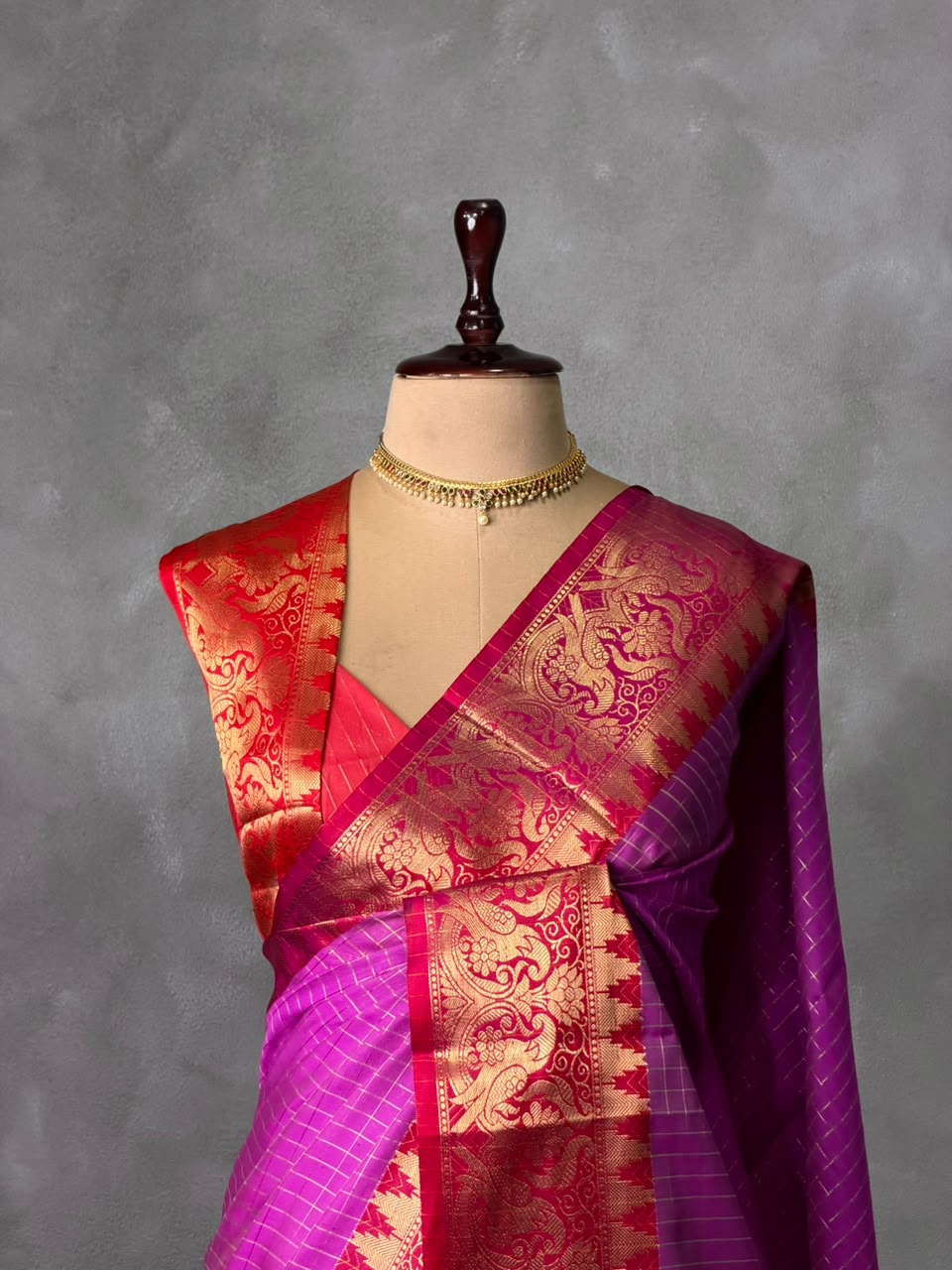 Magenta and Red banarasi silk saree -AISH20A