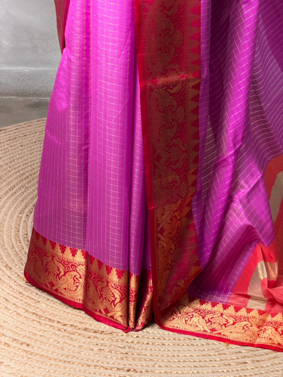 Magenta and Red banarasi silk saree -AISH20A