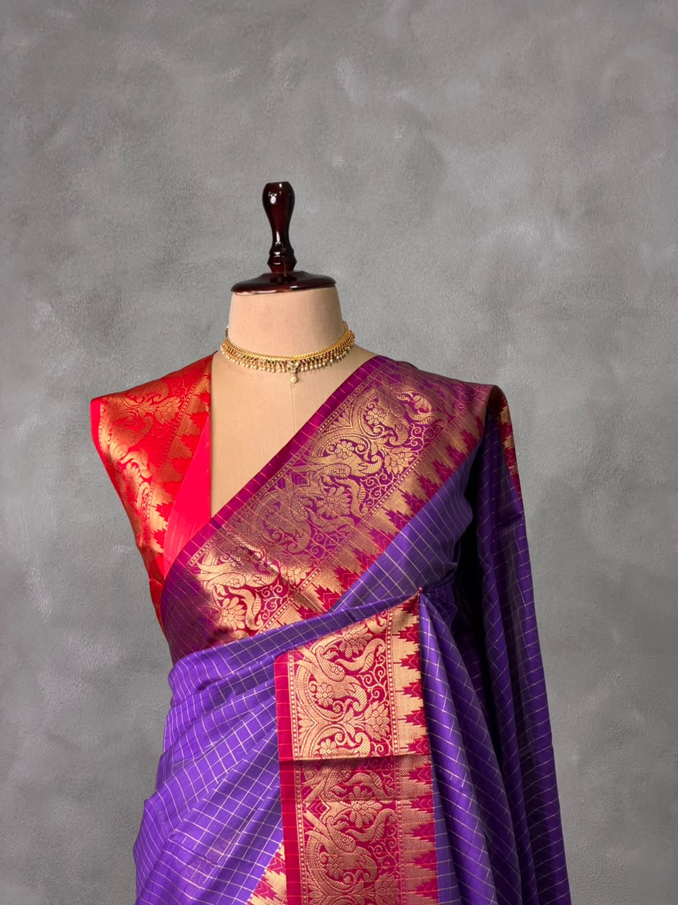 Violet and Red banarasi silk saree -AISH20D