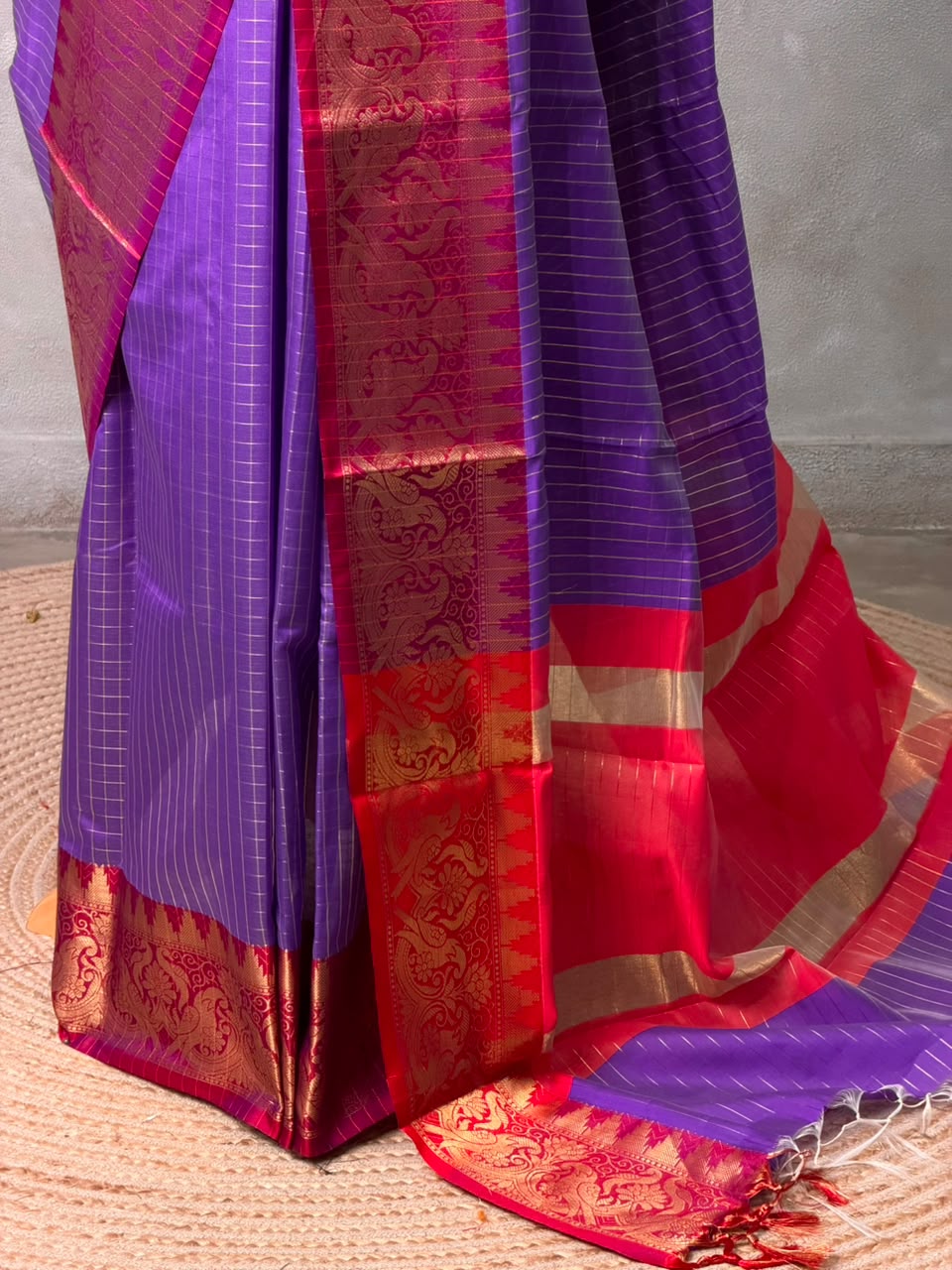 Violet and Red banarasi silk saree -AISH20D
