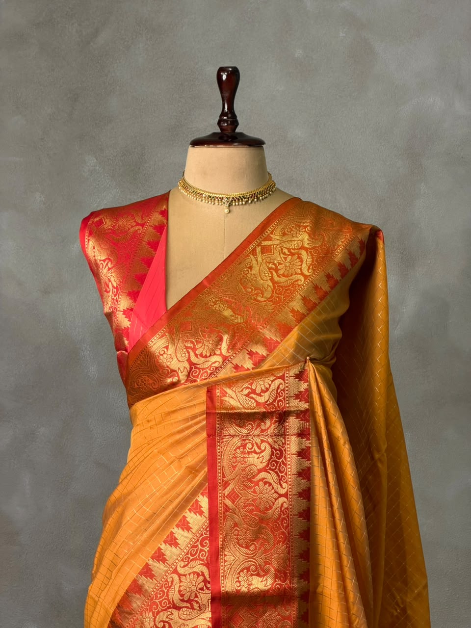 Yellow and Red banarasi silk saree -AISH20C