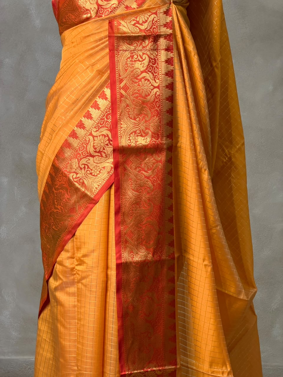 Yellow and Red banarasi silk saree -AISH20C