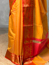Yellow and Red banarasi silk saree -AISH20C