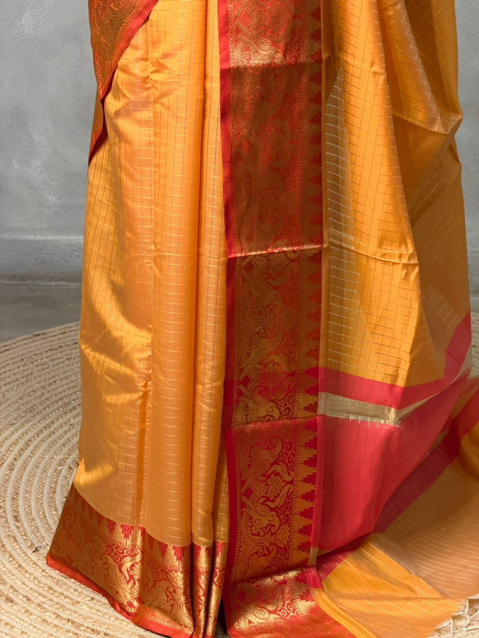 Yellow and Red banarasi silk saree -AISH20C