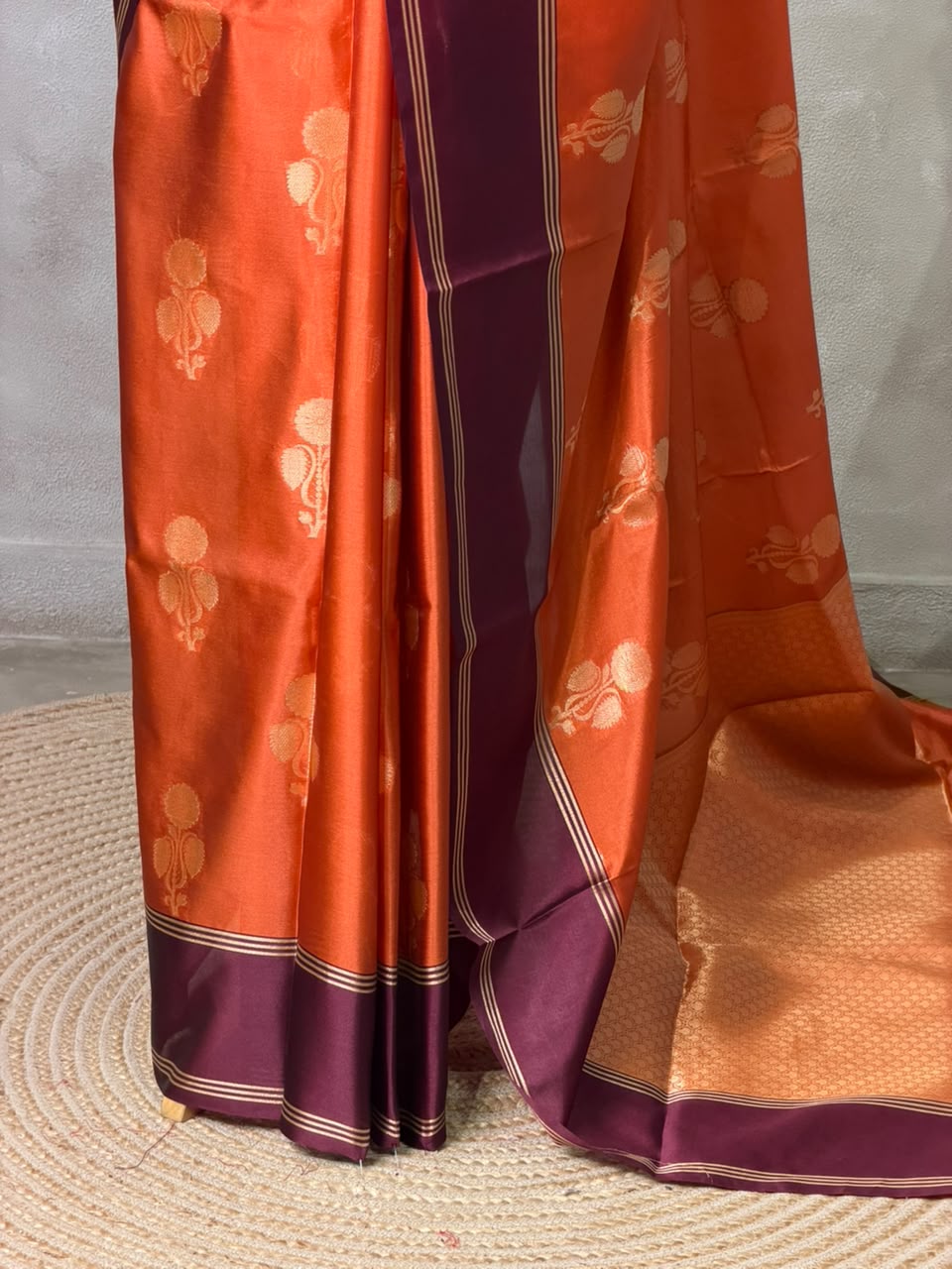 Rust orange Gajji silk saree -PFAZ20
