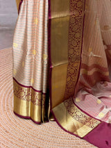 Sandal and maroon banarasi silk saree -PFAZ21
