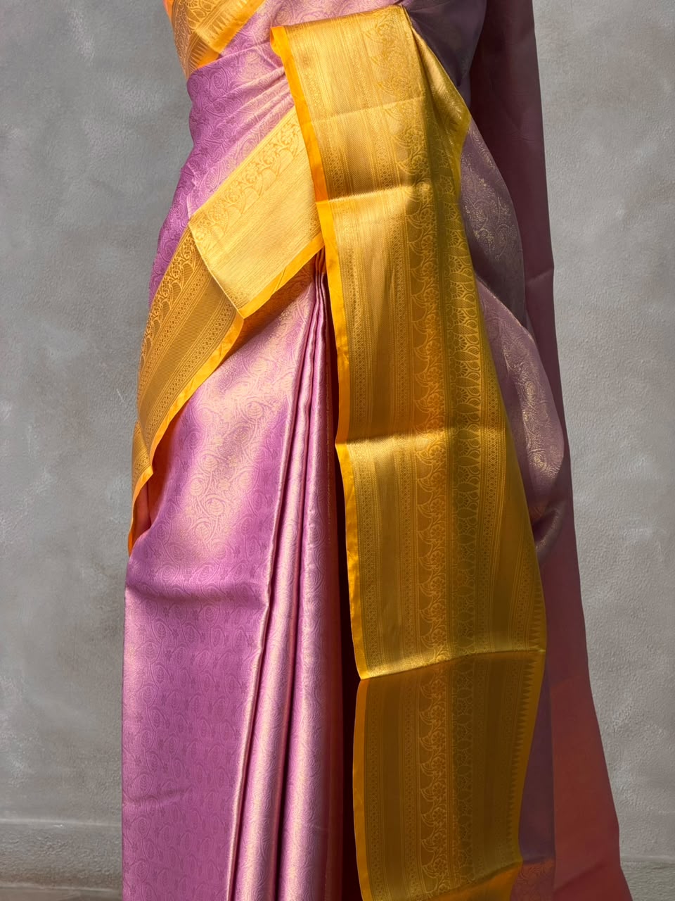 Pink and yellow Tissue banarasi silk saree -PASILK4
