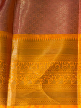 Pink and yellow Tissue banarasi silk saree -PASILK4