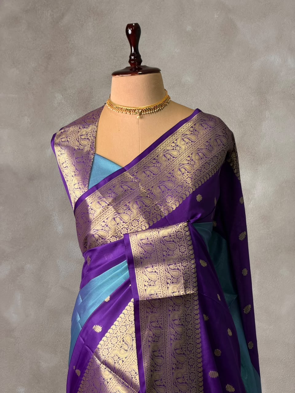 Blue and Violet Tissue banarasi silk saree -PFAZ22A