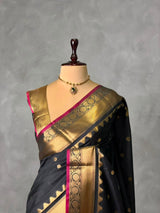 Black banarasi silk saree -PASILK5