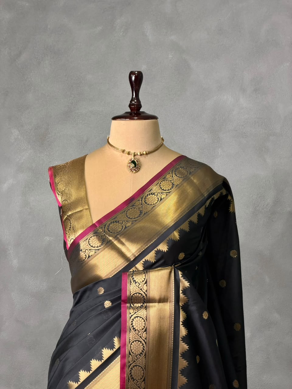 Black banarasi silk saree -PASILK5