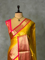 Yellow and Red Tissue banarasi silk saree -PASILK3