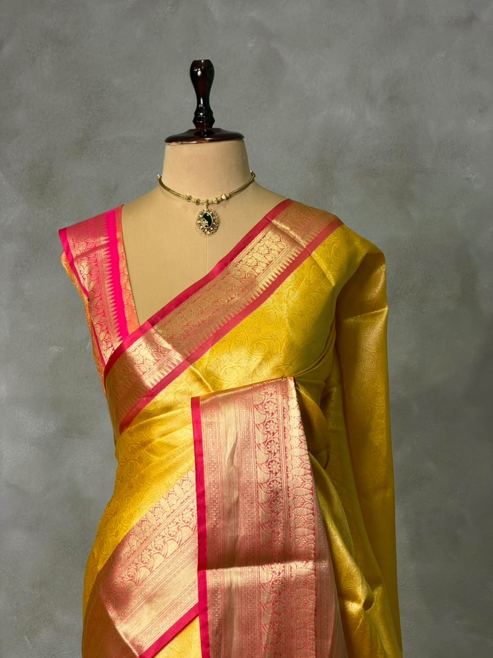 Yellow and Red Tissue banarasi silk saree -PASILK3
