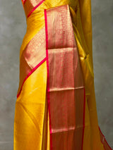 Yellow and Red Tissue banarasi silk saree -PASILK3