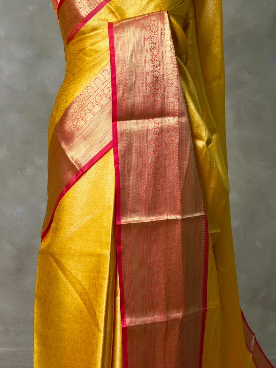 Yellow and Red Tissue banarasi silk saree -PASILK3